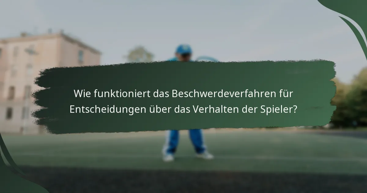 Wie funktioniert das Beschwerdeverfahren für Entscheidungen über das Verhalten der Spieler?
