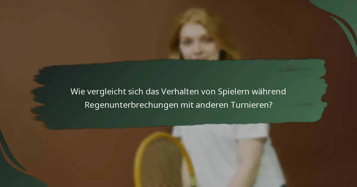 Wie vergleicht sich das Verhalten von Spielern während Regenunterbrechungen mit anderen Turnieren?